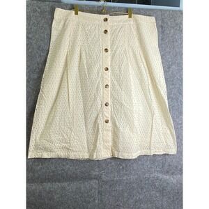 EVRI Eyelet Button Front Skirt White A-Line Plus‎ Size 2X Casual Summer